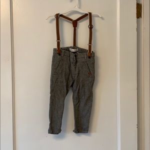 KIDS- Zara baby boy tweed pants with suspenders